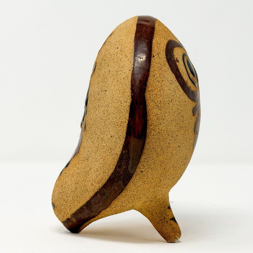 Vintage Tonala Pottery Owl Figurine Folk Art Mexico Signed Mexi.C.D. 6” - Picture 9 of 12